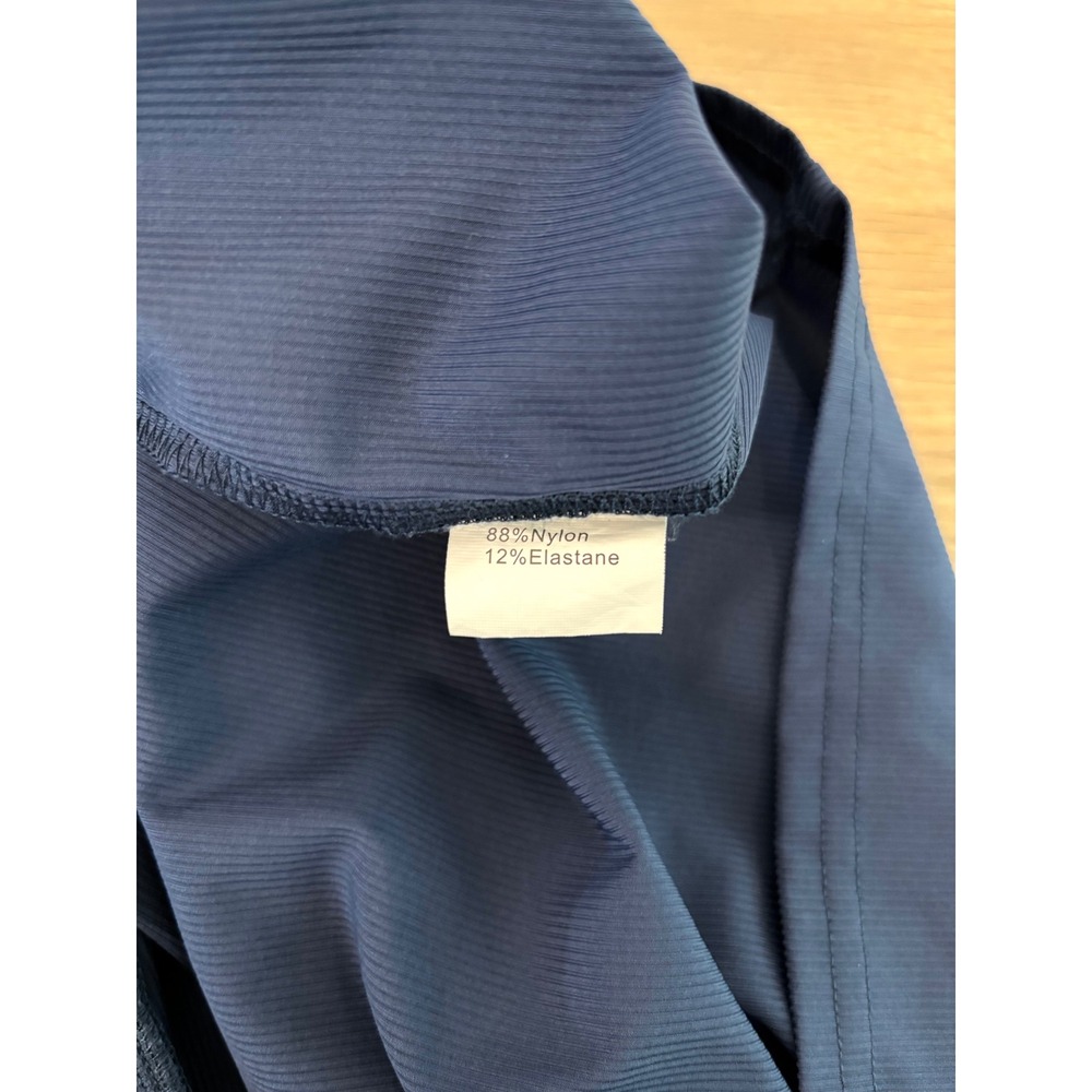 Wedtrend Navy Blue Wrap Dress V-Neck Short Sleeve Ribbed Midi Cocktail Dress L - Picture 4 of 4